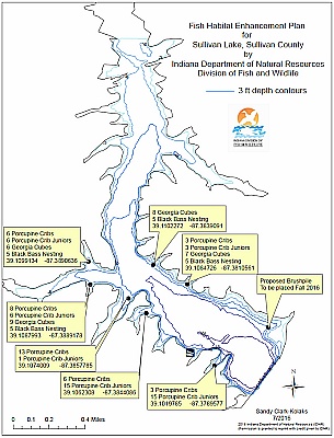 Sullivan Lake habitat structure map – Indiana Bass Federation